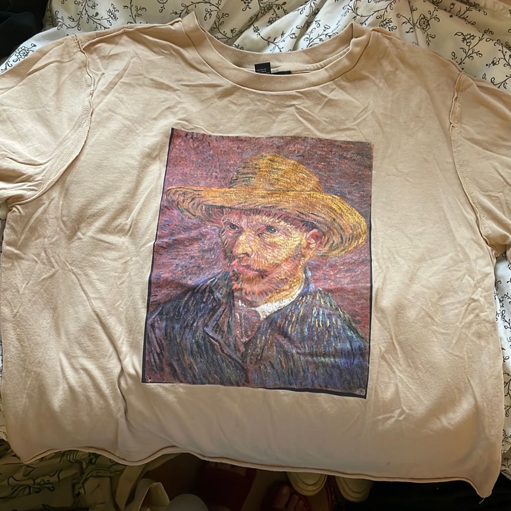 self portrait brown Van Gogh crop top